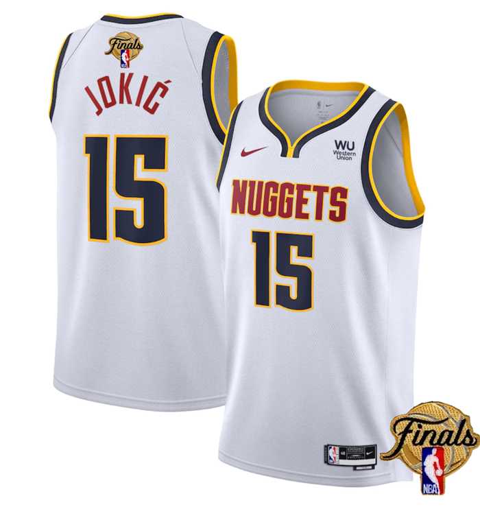 Men%27s Denver Nuggets #15 Nikola Jokic White 2023 Finals Association Edition Stitched Basketball Jersey Dzhi
